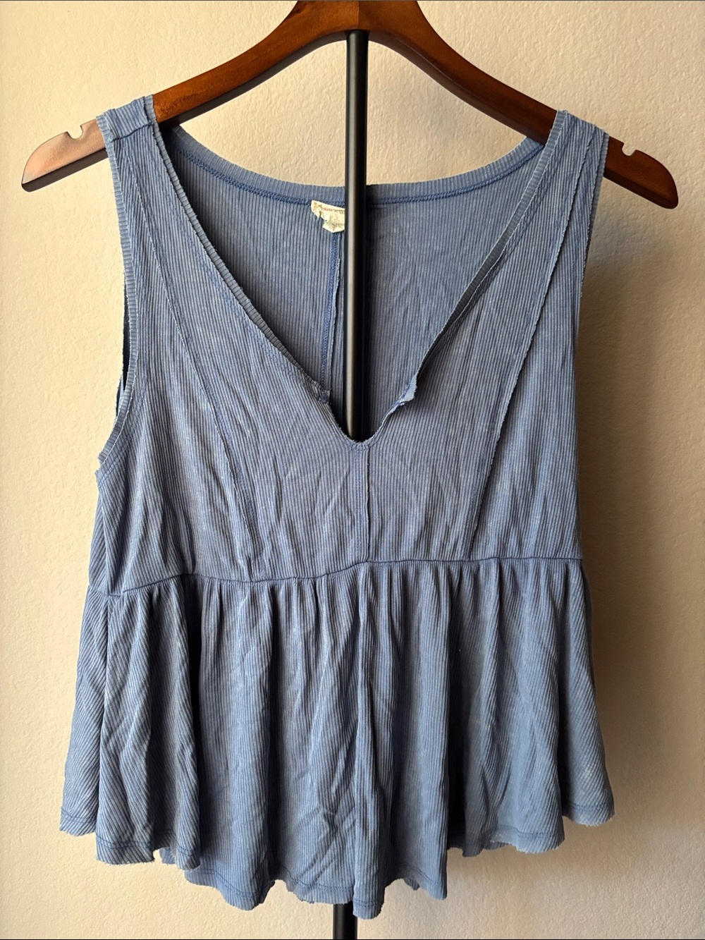 Anthropology Gen & thread Sleeveless Peplum V-Neck Top in Dusty Blue